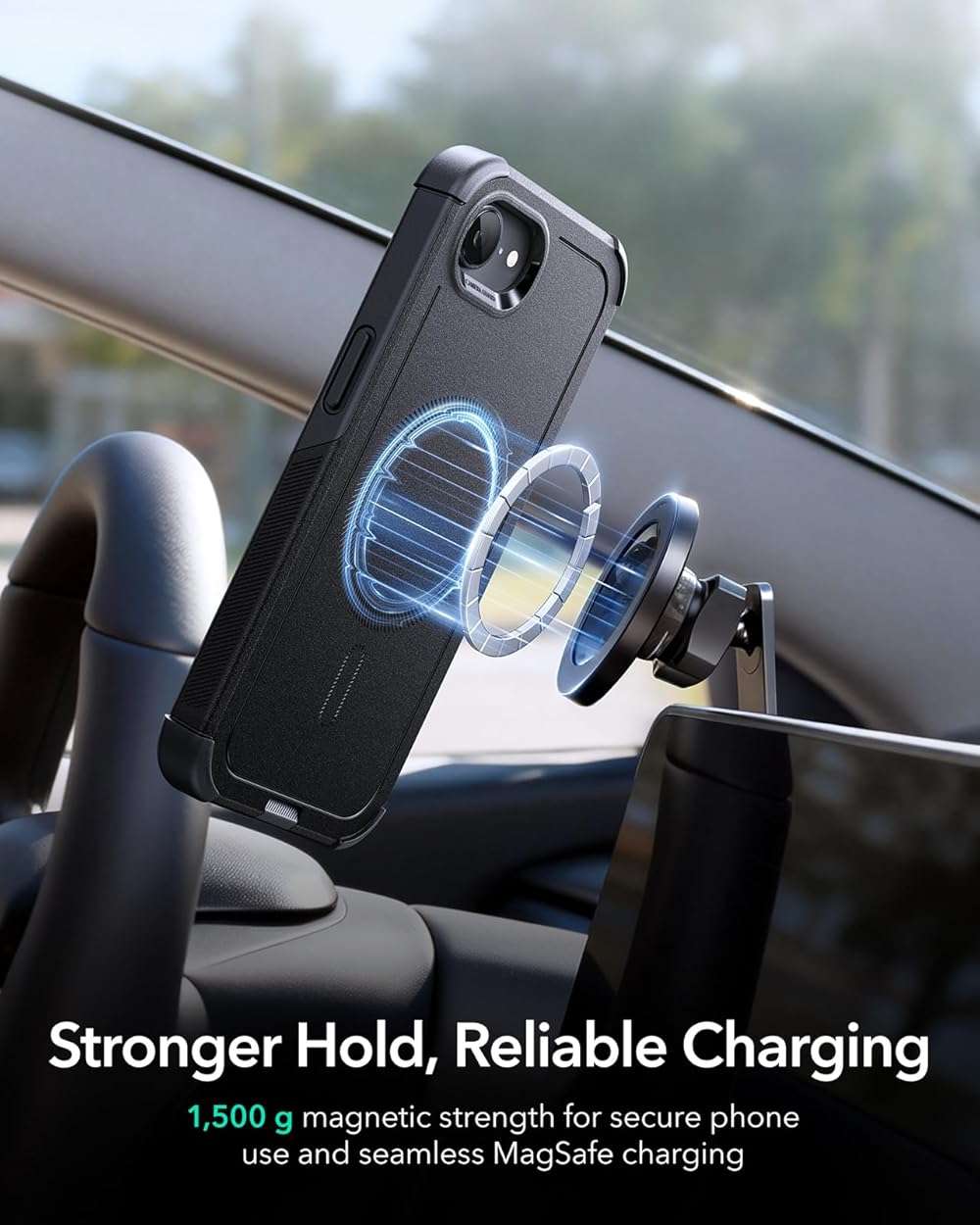 ESR for iPhone 17e Case, iPhone 16e Case, 23ft Military-Grade Drop Protection, MagSafe Accessories Compatible, Shock-Absorbing Rugged Cover, Cyber Series, Black - Image 8