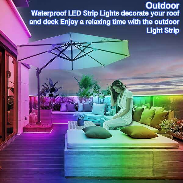 zoegi 500ft Outdoor LED Strip Lights Waterproof,Music Sync RGB IP68 Outside Led Light Strips Waterproof with App and Remote,Exterior Led Rope Lights for Deck,Balcony,Roof,Garden,Pool (500FT) - Image 3