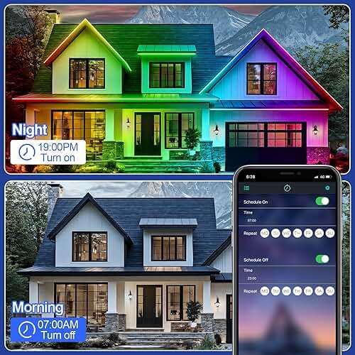 zoegi 500ft Outdoor LED Strip Lights Waterproof,Music Sync RGB IP68 Outside Led Light Strips Waterproof with App and Remote,Exterior Led Rope Lights for Deck,Balcony,Roof,Garden,Pool (500FT) - Image 6