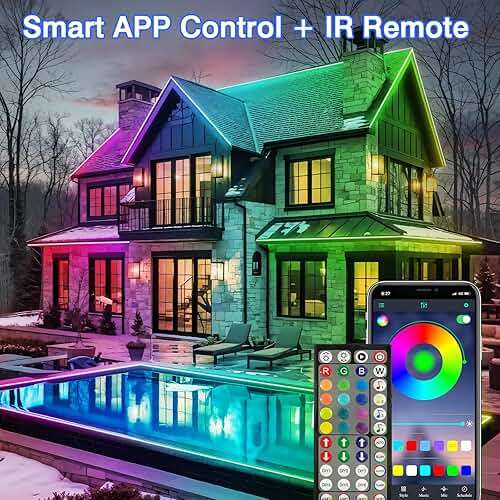 zoegi 500ft Outdoor LED Strip Lights Waterproof,Music Sync RGB IP68 Outside Led Light Strips Waterproof with App and Remote,Exterior Led Rope Lights for Deck,Balcony,Roof,Garden,Pool (500FT) - Image 7