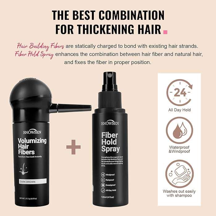Hair Building Fibers for Thinning Hair for Women & Men, 27.5g, Bald Spot Cover Up Hair Thickening Powder with Applicator Pump, Hair Fibers Barber Enhancement Spray (Dark Brown) - Image 3