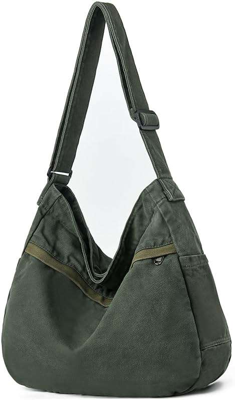 DAINAOTM Canvas Hobo Crossbody Shoulder Tote Bag for Women and Men Large Purse Messenger Bag Travel Work Shopping - Image 1