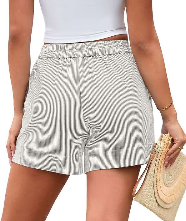 PRETTYGARDEN Women's Striped Boxer Shorts Summer 2026 Trendy Casual Elastic Waist Lounge Sleep Pajama Bottoms Beach Shorts - Image 2