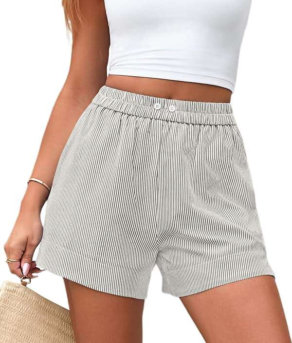 PRETTYGARDEN Women's Striped Boxer Shorts Summer 2026 Trendy Casual Elastic Waist Lounge Sleep Pajama Bottoms Beach Shorts - Image 3