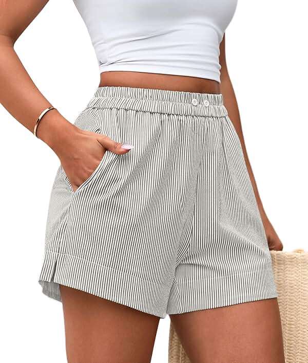PRETTYGARDEN Women's Striped Boxer Shorts Summer 2026 Trendy Casual Elastic Waist Lounge Sleep Pajama Bottoms Beach Shorts - Image 4