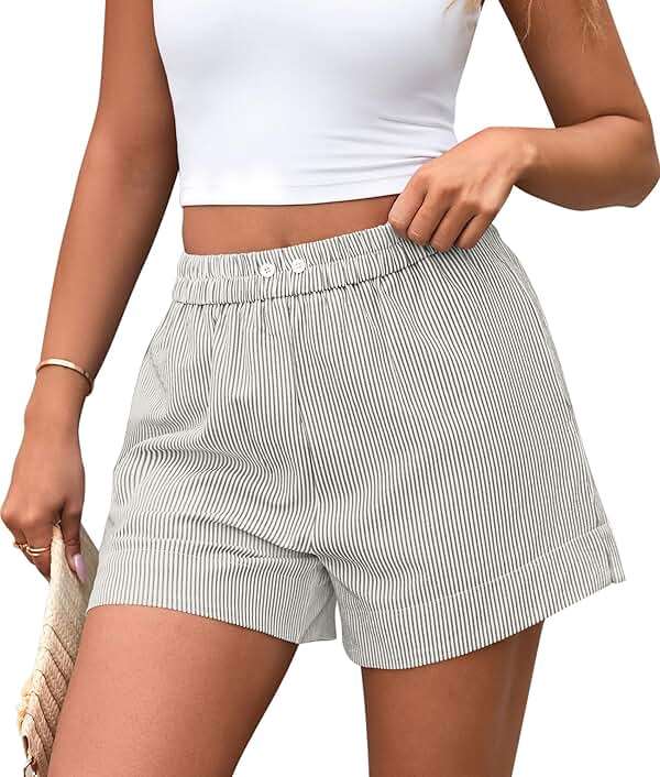 PRETTYGARDEN Women's Striped Boxer Shorts Summer 2026 Trendy Casual Elastic Waist Lounge Sleep Pajama Bottoms Beach Shorts - Image 5
