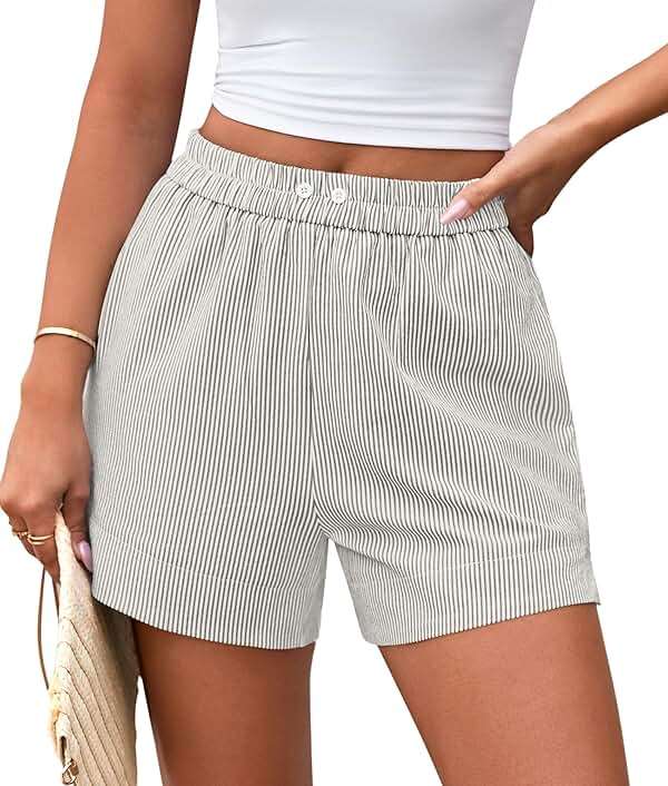 PRETTYGARDEN Women's Striped Boxer Shorts Summer 2026 Trendy Casual Elastic Waist Lounge Sleep Pajama Bottoms Beach Shorts - Image 6