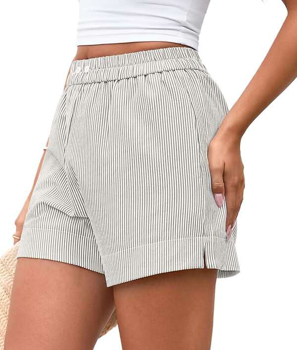 PRETTYGARDEN Women's Striped Boxer Shorts Summer 2026 Trendy Casual Elastic Waist Lounge Sleep Pajama Bottoms Beach Shorts - Image 7