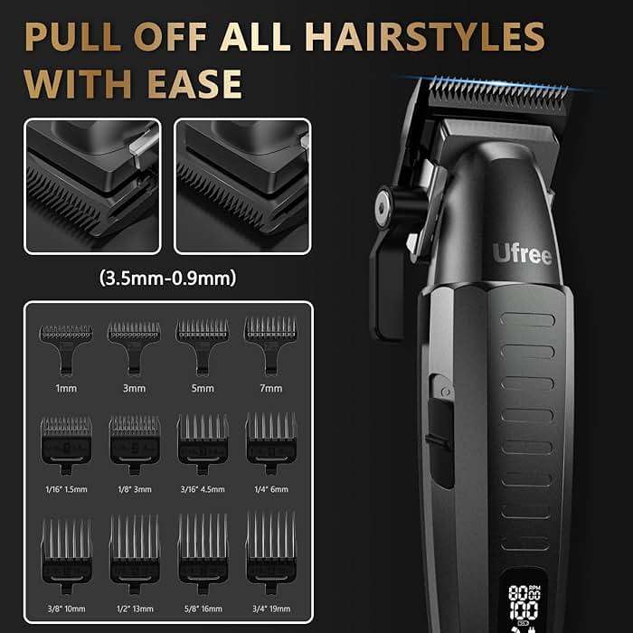 Ufree Professional Clippers and Trimmers Set, Cordless Hair Clippers for Men, Barber Clippers Set with Travel Case - Image 3