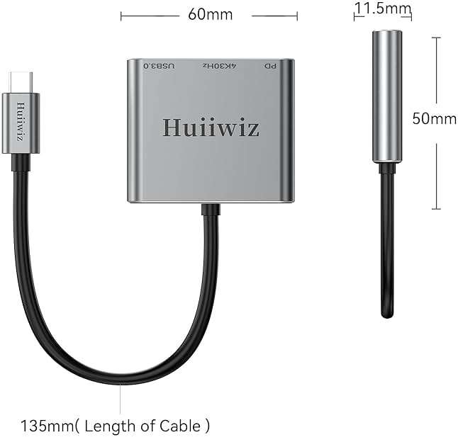 Huiiwiz USB C to HDMI Multiport Adapter for Mac MacBook iPad, USB-C to HDMI USB Adapter with Charging USB 3.0/ PD 100W/4K 30Hz - Image 8