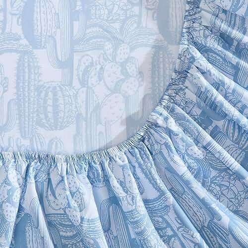 Wrangler - King Size Sheet Set, Ultra-Soft & Wrinkle-Resistant Bedding for Year Round Comfort, Deep Pockets, Bed Sheets with Matching Fitted Sheet & Pillowcases (Cactus Toile Blue) - Image 4