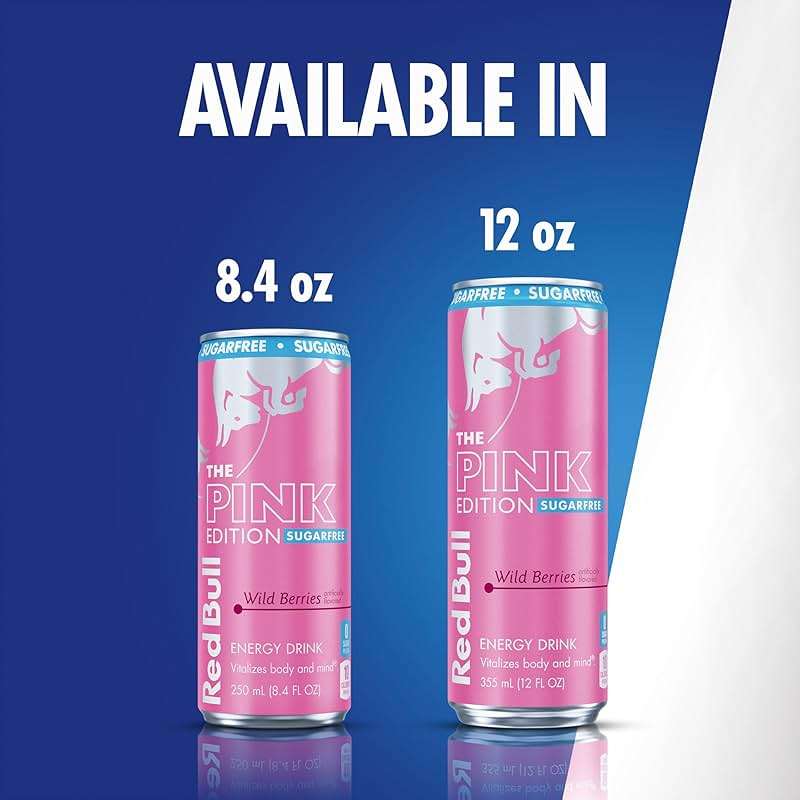Red Bull Pink Edition Sugar-Free Energy Drink, Wild Berries, with 114 mg Caffeine plus Taurine & B Vitamins, 12 Fl Oz, Pack of 24 Cans - Image 6