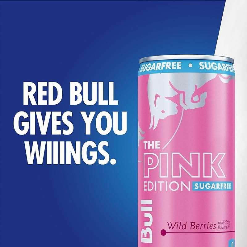 Red Bull Pink Edition Sugar-Free Energy Drink, Wild Berries, with 114 mg Caffeine plus Taurine & B Vitamins, 12 Fl Oz, Pack of 24 Cans - Image 8