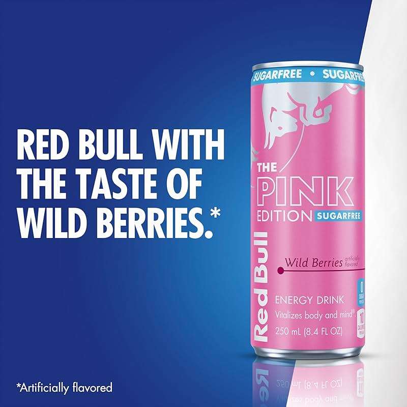Red Bull Pink Edition Sugar-Free Energy Drink, Wild Berries, with 114 mg Caffeine plus Taurine & B Vitamins, 12 Fl Oz, Pack of 24 Cans - Image 9