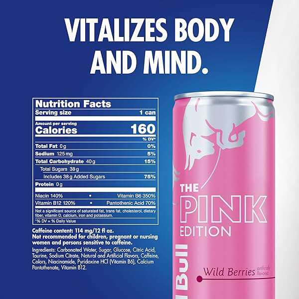 Red Bull Wild Berries, Pink Edition, with 114 mg Caffeine plus Taurine & B Vitamins, 12 Fl Oz, Pack of 24 Cans - Image 2