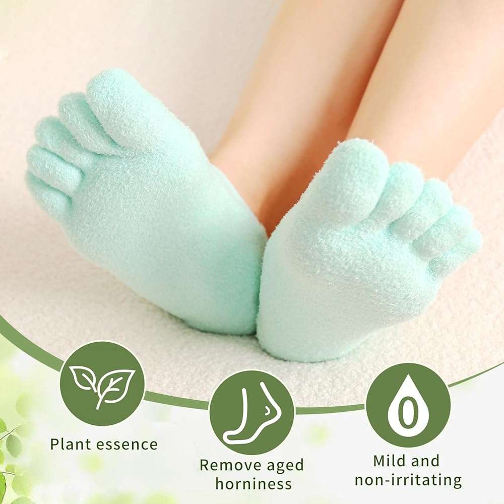 Zxfuture 5-Toe Gel Moisturizing Socks for Dry Cracked Heels - Aloe & Shea Infused Hydrating Foot Care, Soft Fuzzy Spa Socks for Women & Men (Large) - Image 7