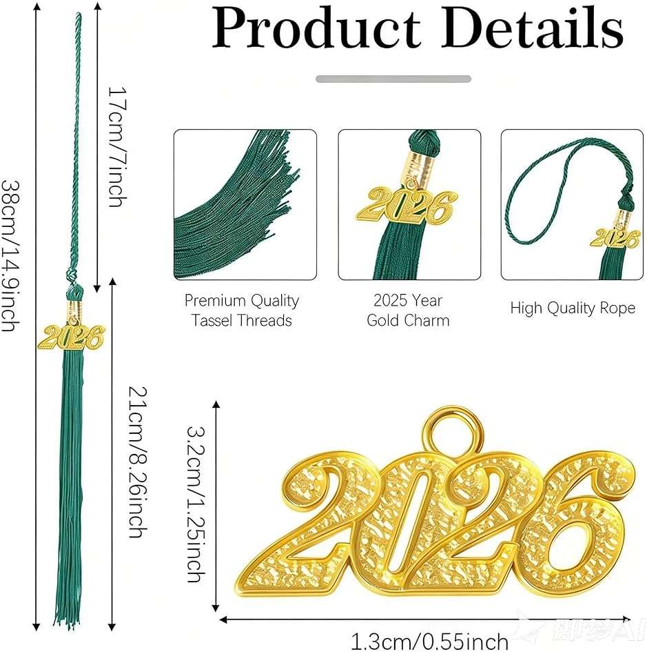 Teal Graduation Tassel 2026 Turquoise 2026 Tassel Gold for Graduation Cap Decorations Teal Tassels for 2026 Hat Cap and Gown 9" - Image 3
