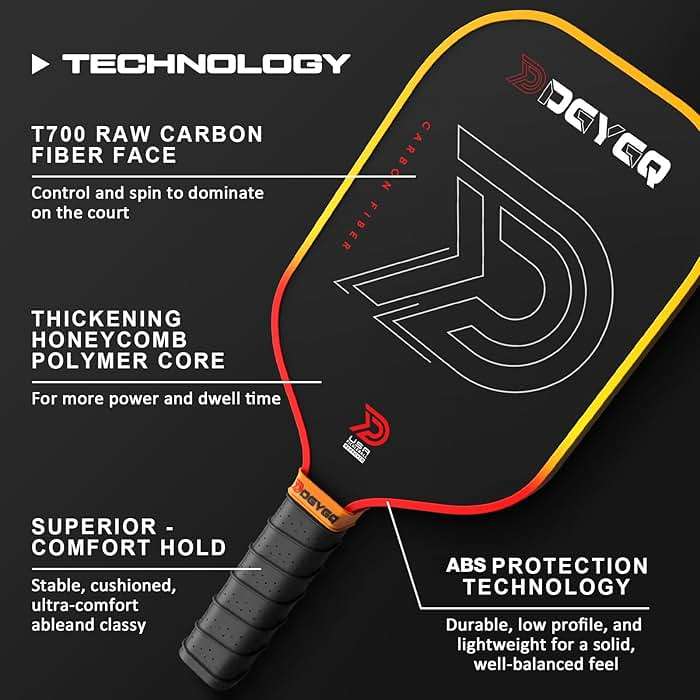 DGYGQ Pickleball Paddles with Polypropylene Honeycomb Core, T700SC Power Carbon Fiber Pickleball Paddle, Increased Power for Ultimate Spin & Consistency - Image 2