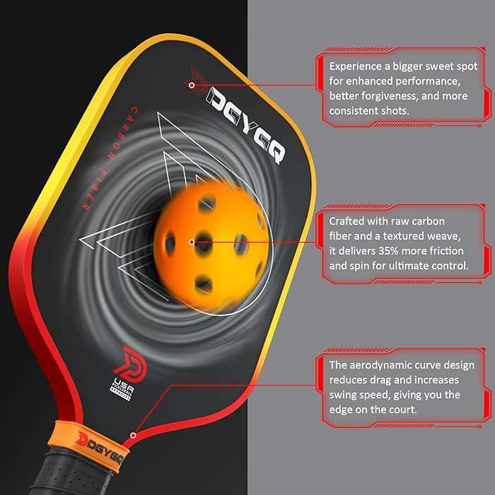 DGYGQ Pickleball Paddles with Polypropylene Honeycomb Core, T700SC Power Carbon Fiber Pickleball Paddle, Increased Power for Ultimate Spin & Consistency - Image 3
