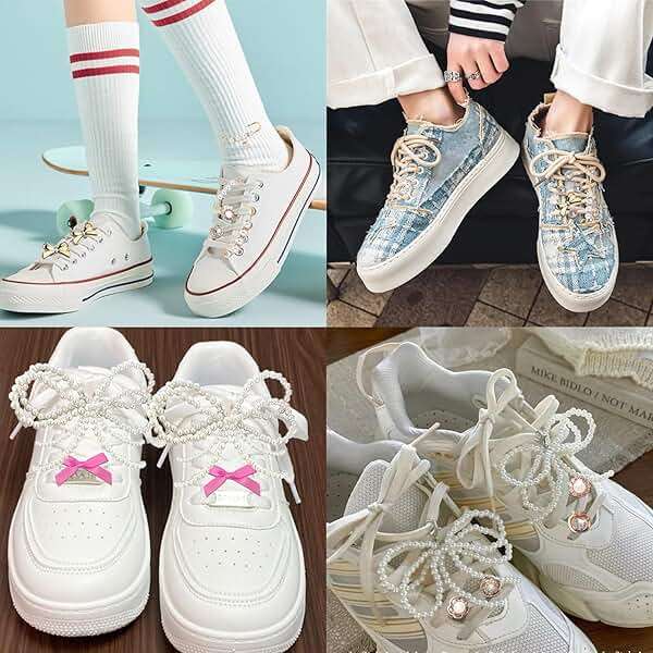 Pazpsar Shoe Charms for Sneakers, 42Pcs Ribbon Shoe Laces Women Shoelace Charms with Bows/Clips/Pins/Jewelry,Sock Shoe Decoration Charms,Shoe Jewelry for Sneakers,Hot Pink Shoe Accessories - Image 3