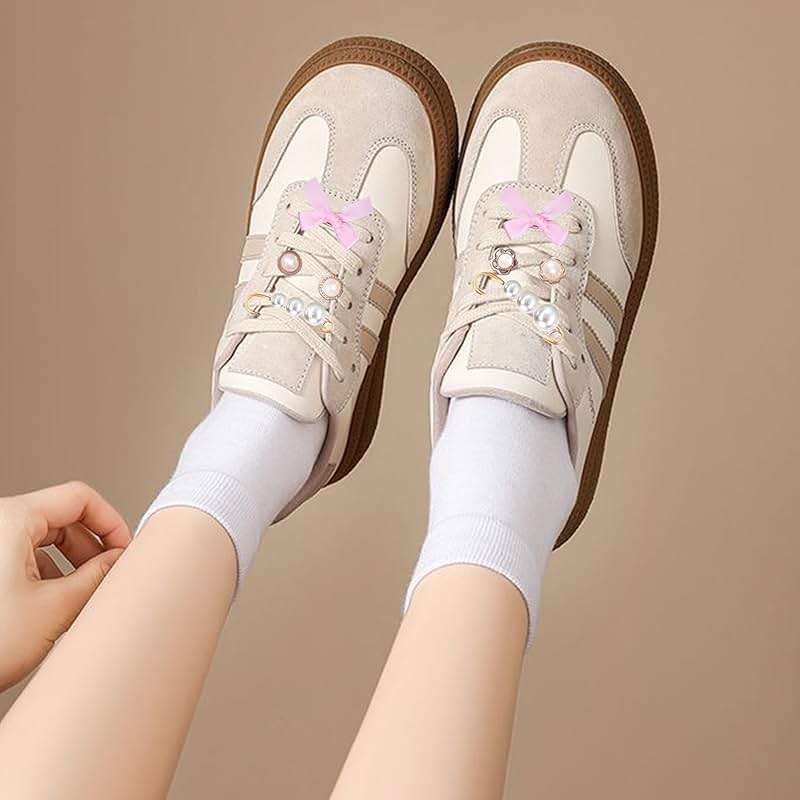 Pazpsar Shoe Charms for Sneakers, 42Pcs Ribbon Shoe Laces Women Shoelace Charms with Bows/Clips/Pins/Jewelry,Sock Shoe Decoration Charms,Shoe Jewelry for Sneakers,Hot Pink Shoe Accessories - Image 8