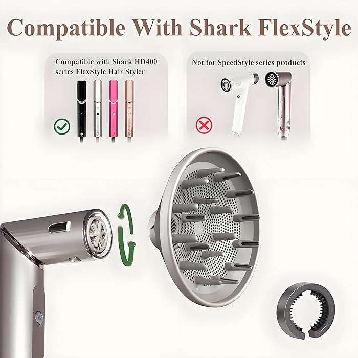 2pack Large Diffuser and Cleaning brush Attachment Compatible with Shark FlexStyle, Upgraded Bigger Diffuser Nozzle for Dryer Faster and Define Wavy, Curly, Coily Hair - Image 5