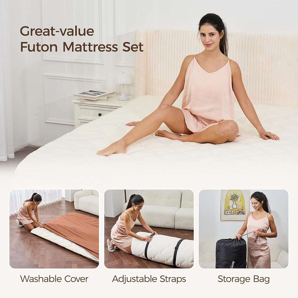 Miisong Japanese Floor Mattress with Washable Cover, Folding Futon Mattresss, Tatami Mat Sleeping Pad with Thicken Memory Foam, Roll Up Floor Lounger Bed for Kids Adults (Twin 80"×39"×2.6") - Image 7