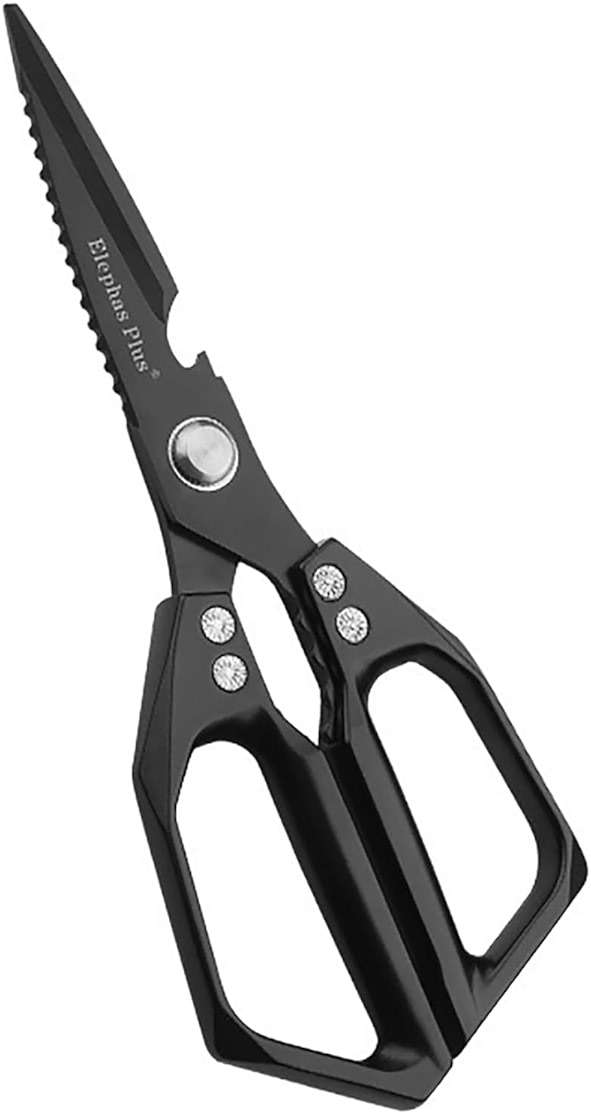Multi-Purpose Rust Proof Kitchen Shears, Heavy Duty Meat Scissors, Dishwasher Safe, for Chicken, Vegetables, Steak, Fish Scaling & Bottle Opener(Black) - Image 1