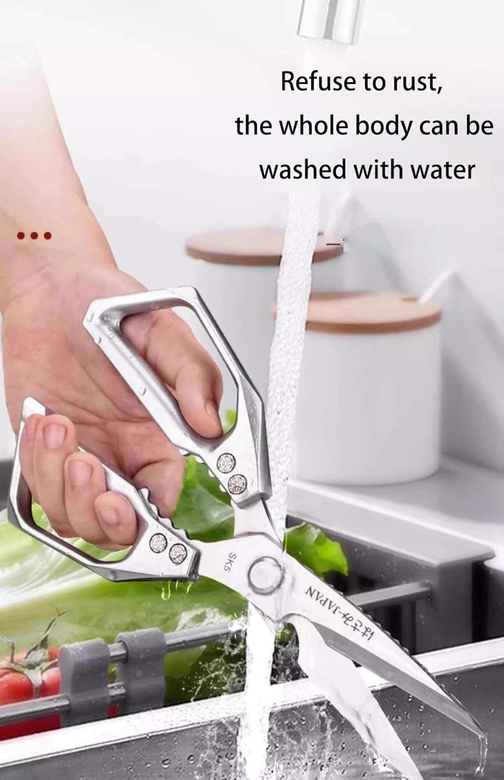 Multi-Purpose Rust Proof Kitchen Shears, Heavy Duty Meat Scissors, Dishwasher Safe, for Chicken, Vegetables, Steak, Fish Scaling & Bottle Opener(Black) - Image 6