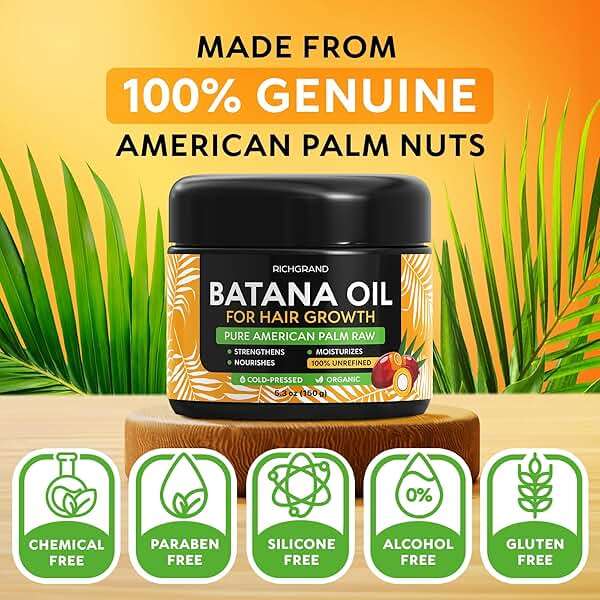 RICHGRAND Batana Oil for Hair Growth & Skin - 100% Raw Unrefined Batana Butter from Honduras - Multipurpose Body Moisturizer - Natural Cold Pressed Oil for Scalp, Split Ends & Dryness (5.3 oz) - Image 4