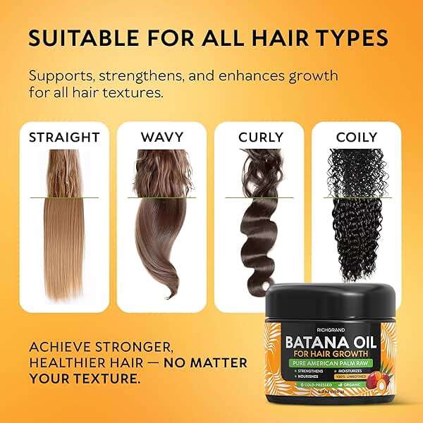 RICHGRAND Batana Oil for Hair Growth & Skin - 100% Raw Unrefined Batana Butter from Honduras - Multipurpose Body Moisturizer - Natural Cold Pressed Oil for Scalp, Split Ends & Dryness (5.3 oz) - Image 6