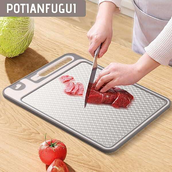 2 In 1 Cutting Boards Non Toxic for Gourmet Kitchen Aficionados - 304 Stainless Steel and Food Grade Wheat Straw Double Sided Design - Scratch-Resistant Mesh - Easy-Clean With Juice Groove (15”×10”) - Image 2