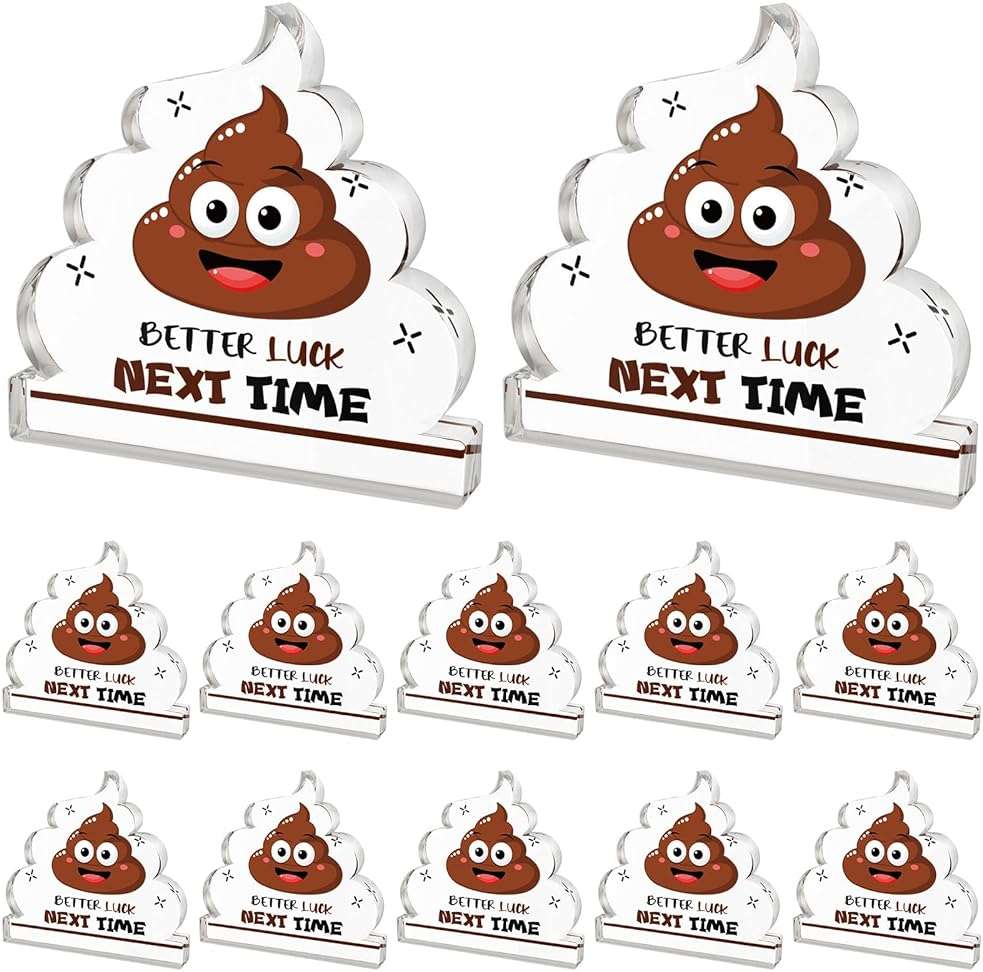 Equsion 12 Pcs Acrylic Awards Trophies Poop Emote Trophy Fun Award Gift Bulk Cute Funny Award Trophy Team Gifts Humorous Awards Prize for Events - Image 1