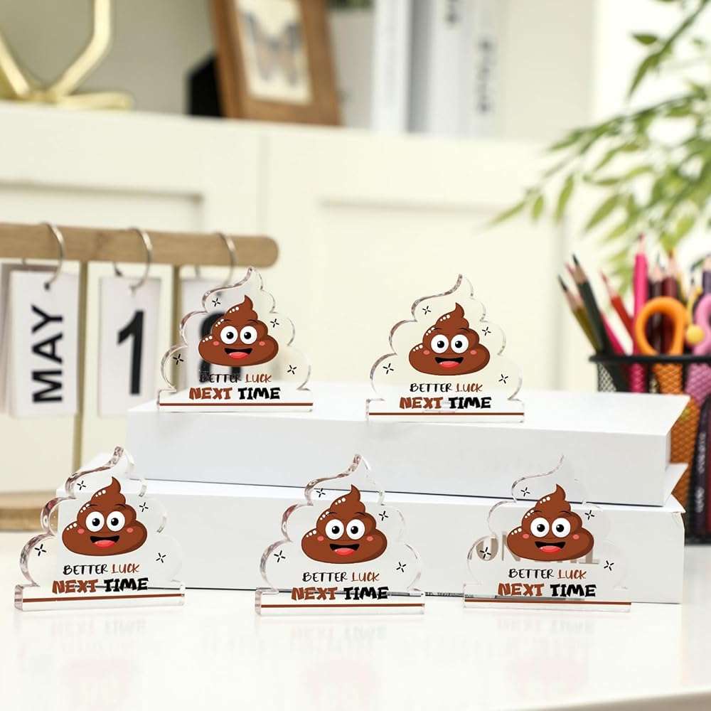 Equsion 12 Pcs Acrylic Awards Trophies Poop Emote Trophy Fun Award Gift Bulk Cute Funny Award Trophy Team Gifts Humorous Awards Prize for Events - Image 2