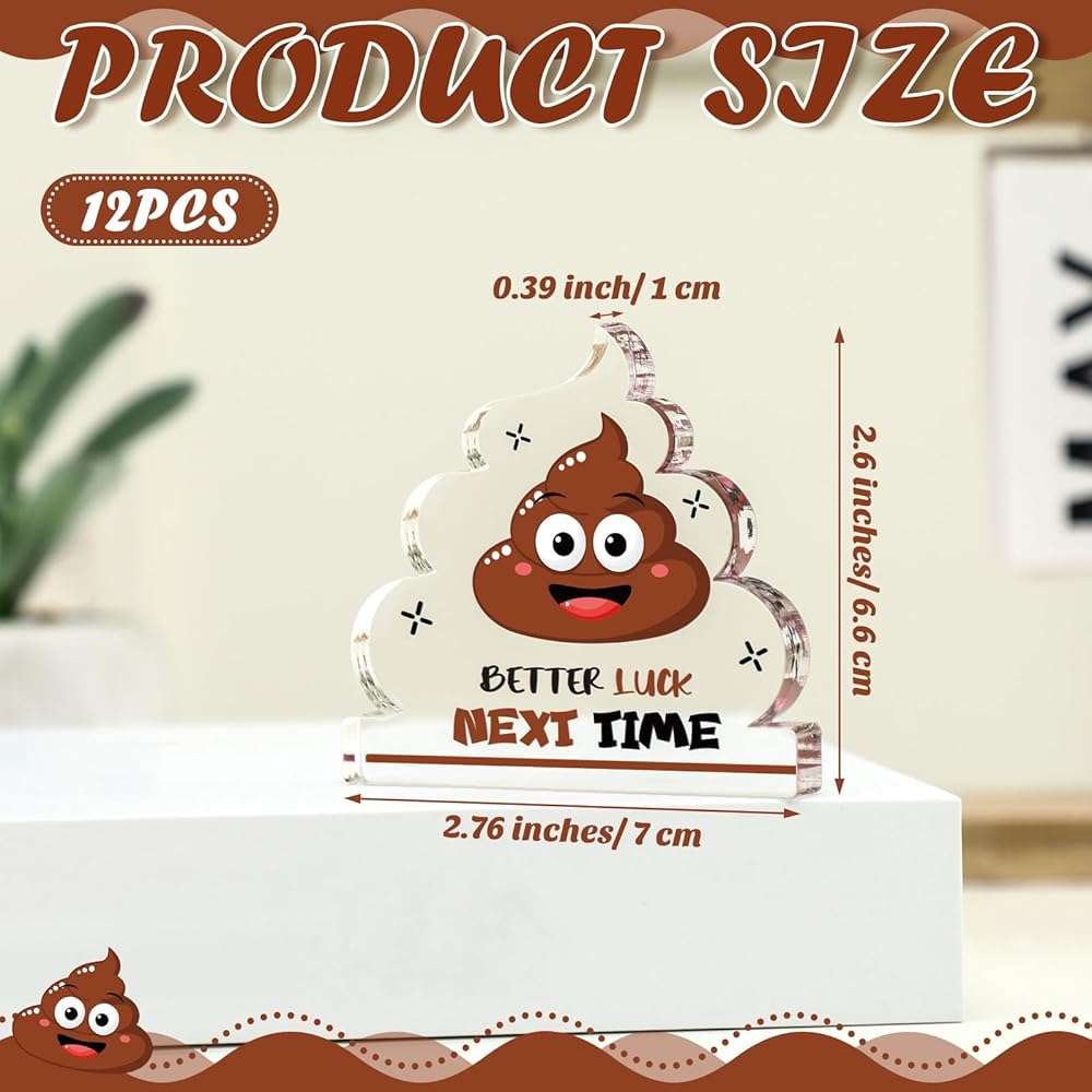 Equsion 12 Pcs Acrylic Awards Trophies Poop Emote Trophy Fun Award Gift Bulk Cute Funny Award Trophy Team Gifts Humorous Awards Prize for Events - Image 3