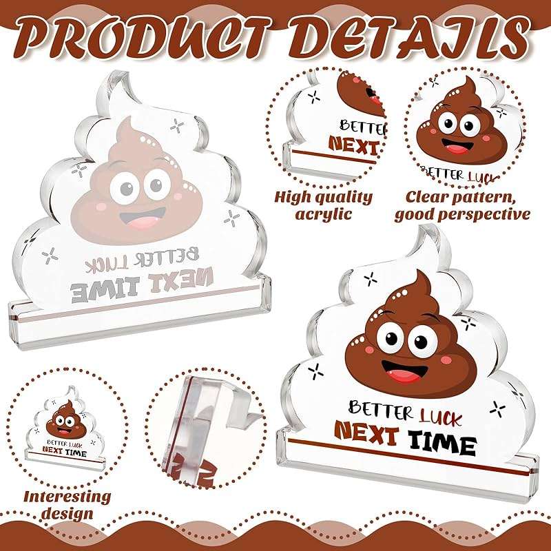 Equsion 12 Pcs Acrylic Awards Trophies Poop Emote Trophy Fun Award Gift Bulk Cute Funny Award Trophy Team Gifts Humorous Awards Prize for Events - Image 4