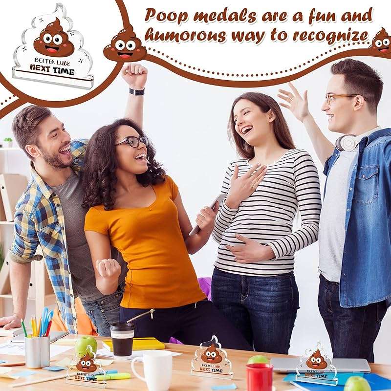 Equsion 12 Pcs Acrylic Awards Trophies Poop Emote Trophy Fun Award Gift Bulk Cute Funny Award Trophy Team Gifts Humorous Awards Prize for Events - Image 5