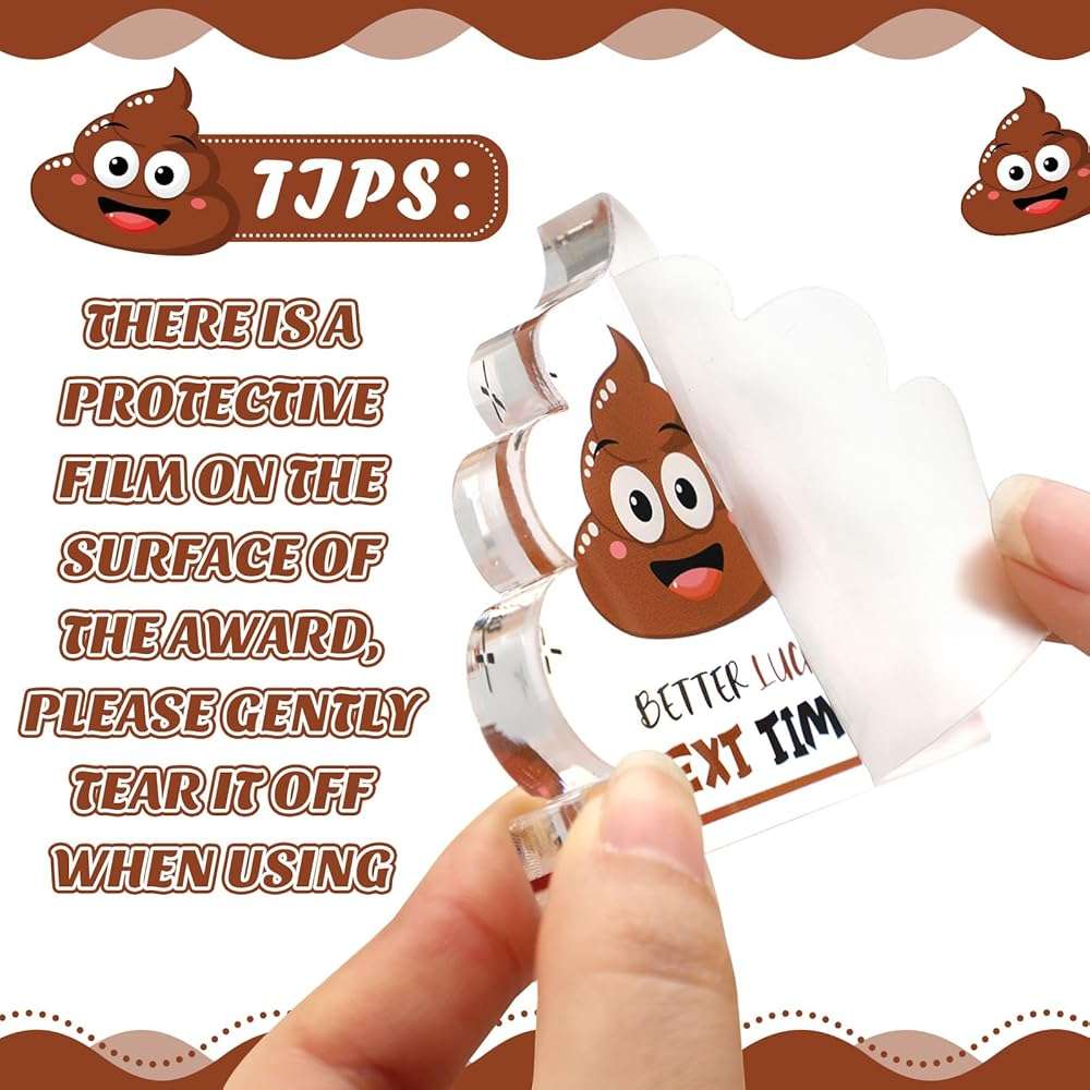 Equsion 12 Pcs Acrylic Awards Trophies Poop Emote Trophy Fun Award Gift Bulk Cute Funny Award Trophy Team Gifts Humorous Awards Prize for Events - Image 6
