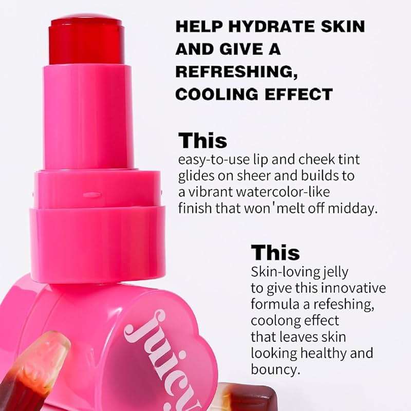 Multi-Use Water Jelly Tint Stick Sheer Lip & Cheek Stain Finish, 3-In-1 Cheek Blush & Eyeshadow & Lip Tinted Long-Lasting Moisture - 1,000+ Swipes Per Stick (#01, 0.32oz) - Image 3