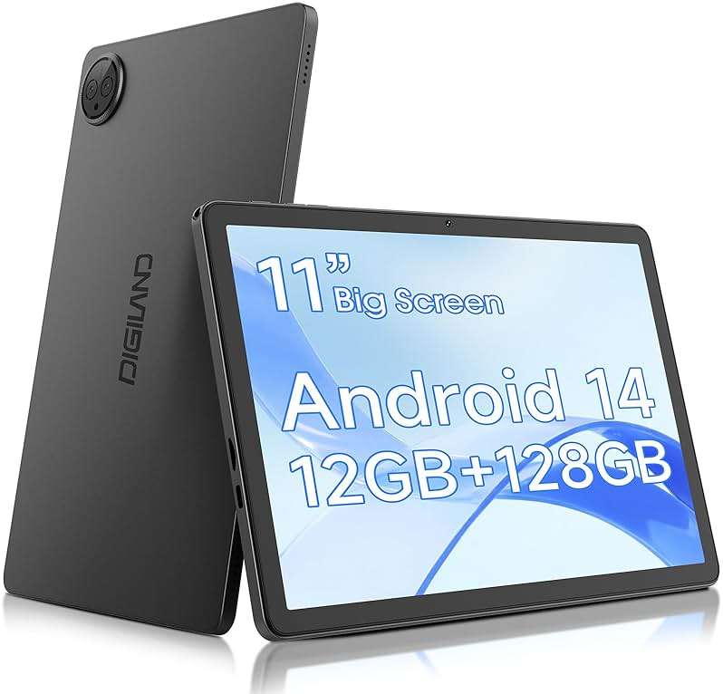 DigiLand 11 Inch Android 14 Tablet for Work & Productivity, Large Display with Split Screen, Smooth Performance, WiFi, Dual Camera, Ideal for Office & Study (Gray) - Image 1