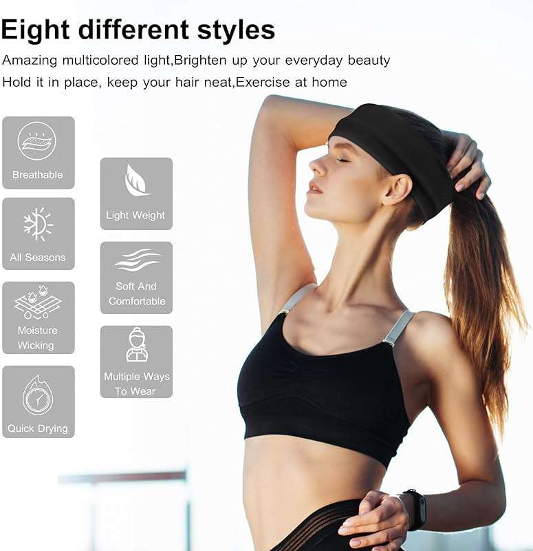 Ztomine Headbands for Women, 8pcs Stretchy Non Slip Soft Cotton Cloth Hair Bands for Sports, Workout, Yoga and Running - Image 2