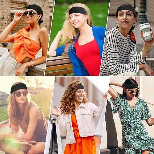 Ztomine Headbands for Women, 8pcs Stretchy Non Slip Soft Cotton Cloth Hair Bands for Sports, Workout, Yoga and Running - Image 3