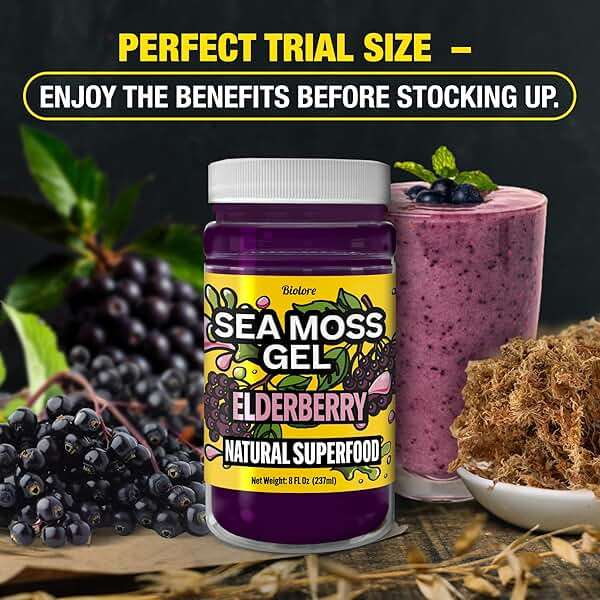 Biolore Elderberry Sea Moss Gel 8oz – Wildcrafted Seamoss, No Added Sugar, Vegan, Made in USA – Elderberry Sea Moss Jam & Superfood Spread - Image 4