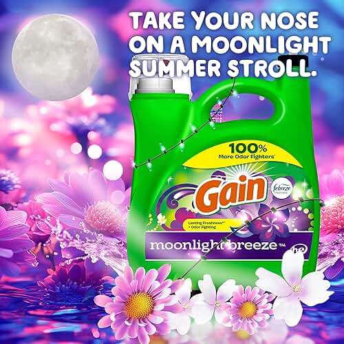 Gain Liquid Laundry Detergent with Odor Defense, Moonlight Breeze Scent, Laundry Soap For HE Washing Machines, 177 fl oz, 134 Loads (Packaging May Vary) - Image 5