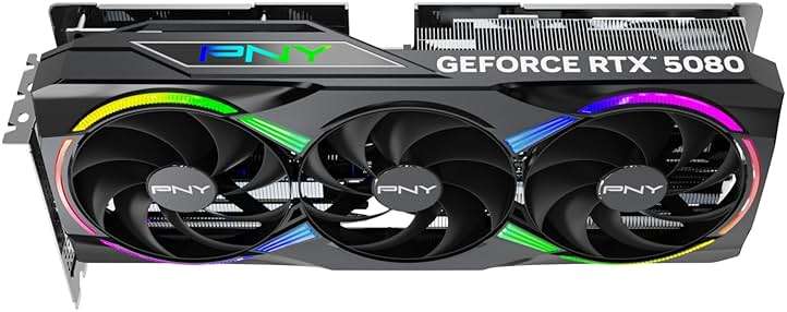 PNY NVIDIA GeForce RTX™ 5080 Epic-X™ ARGB OC Triple Fan, Graphics Card (16GB GDDR7, 256-bit, Boost Speed: 2775 MHz, PCIe® 5.0, HDMI®/DP 2.1, 2.99-Slot, NVIDIA Blackwell Architecture, DLSS 4) - Image 9