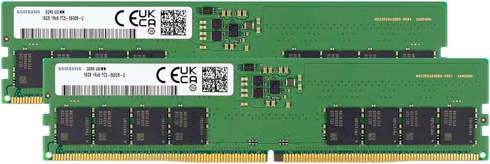 Samsung 32GB (2x16GB) DDR5 5600MHz PC5-44800 CL46 UDIMM 1Rx8 Single Rank 1.1V Non-ECC DIMM 288-Pin Desktop Computer RAM Memory - Image 1