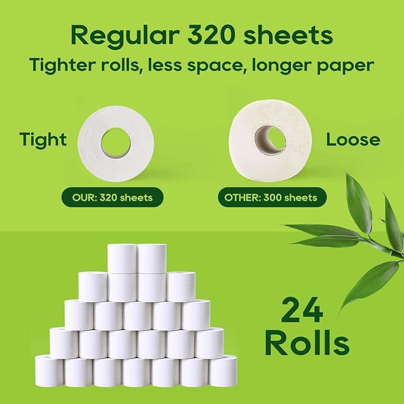 ECOLipak Bamboo Toilet Paper, Septic Safe Toilet Tissue, 24 Double Rolls, 320 Sheets Per Roll, Tree Free, Non Toxic, 2 Ply, Soft and Absorbent, Eco Friendly Dye-Free Paper - Image 4