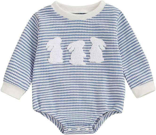 VISGOGO Newborn Infant Baby Girl Boy 4th of July Romper American Flag Bow Embroidery Striped Summer Onesie Clothes - Image 1