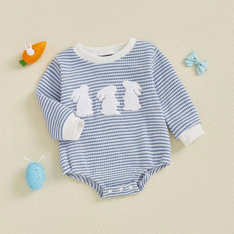VISGOGO Newborn Infant Baby Girl Boy 4th of July Romper American Flag Bow Embroidery Striped Summer Onesie Clothes - Image 3
