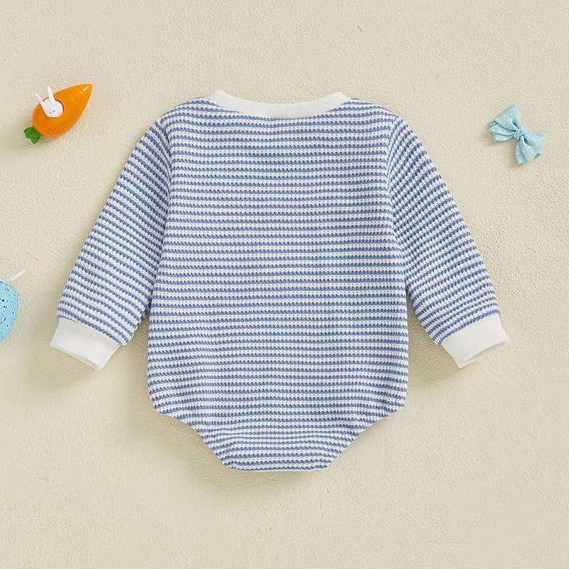 VISGOGO Newborn Infant Baby Girl Boy 4th of July Romper American Flag Bow Embroidery Striped Summer Onesie Clothes - Image 4
